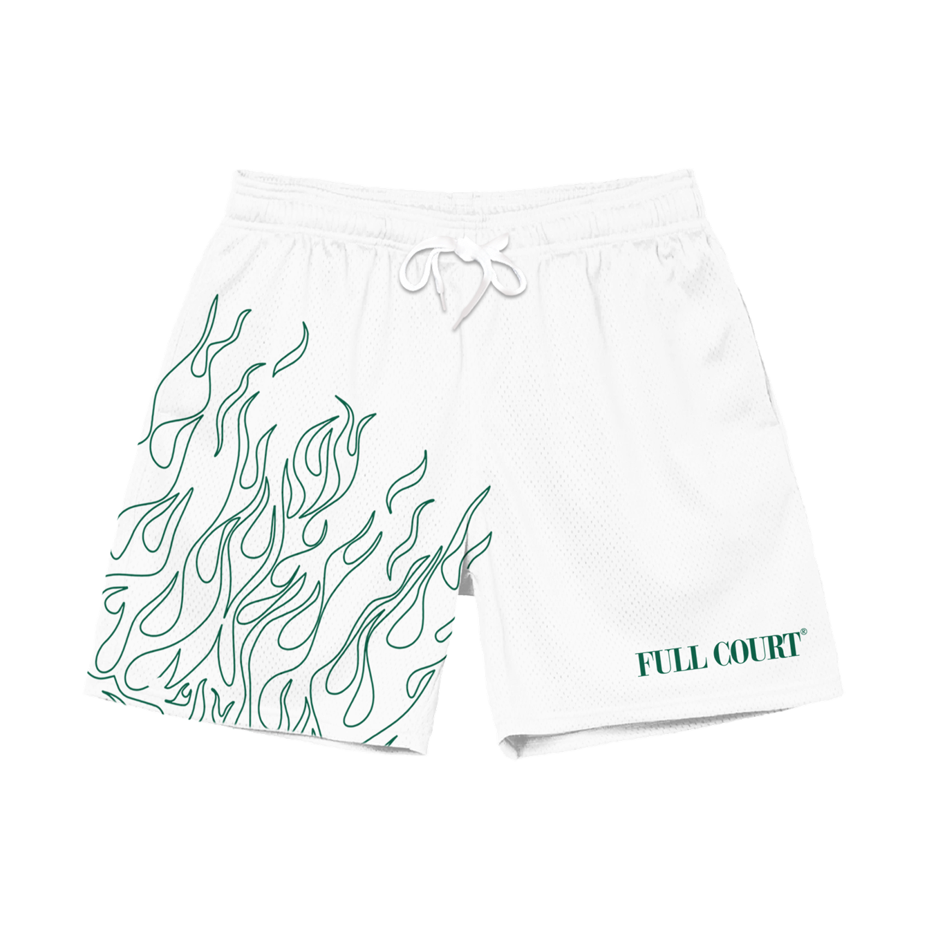 Basketball Shorts - Flames (White)
