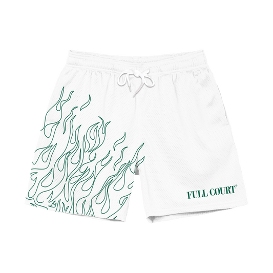Basketball Shorts - Flames (White)